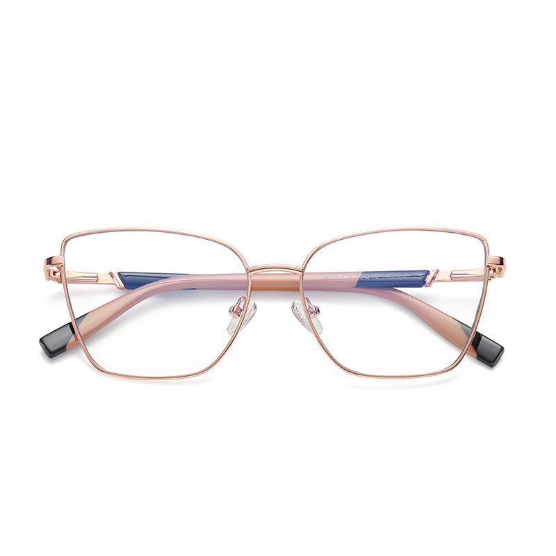 Spliced Temple Butterfly Blue Light Blocking Glasses in Nude & Navy/Beige