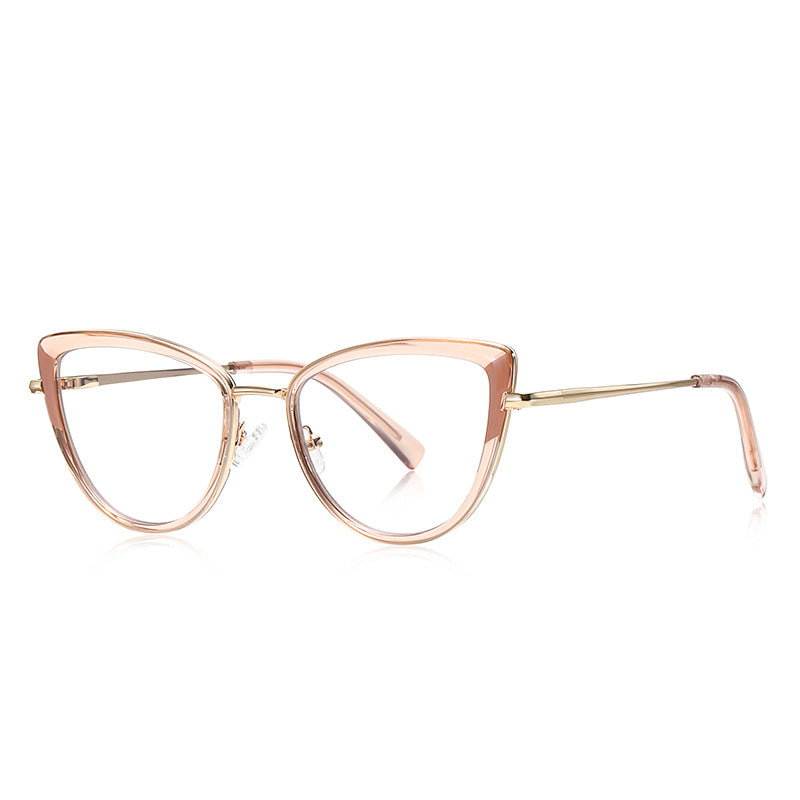 Wingtip Inset Cat Eye Blue Light Blocking Glasses in Blush Pink & Rose