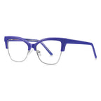 Semi-Rimless Browline Cat Eye Blue Light Blocking Glasses in Amber Tortoiseshell