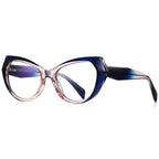 Faceted Wing Butterfly Blue Light Blocking Glasses in Translucent Blue to Pink Gradient