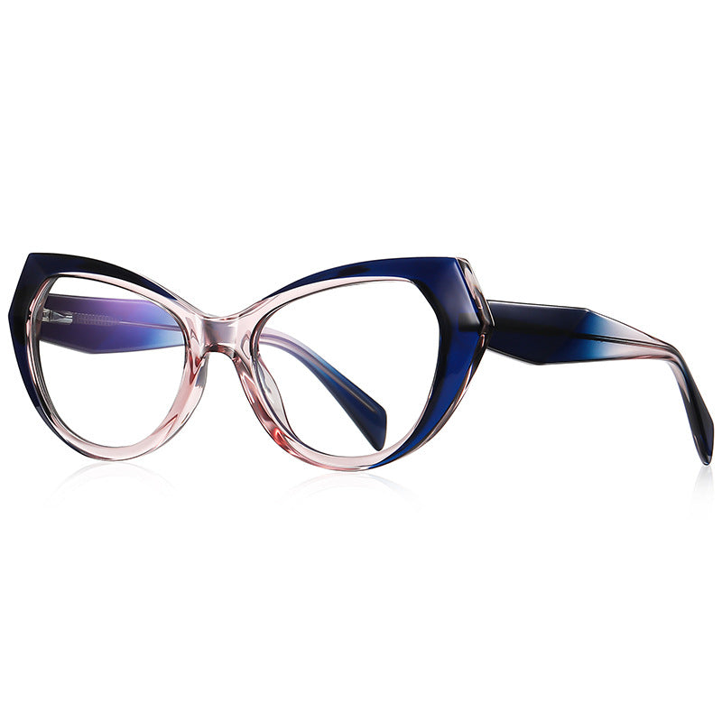 Faceted Wing Butterfly Blue Light Blocking Glasses in Translucent Blue to Pink Gradient