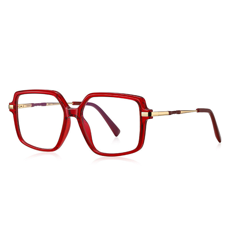 Knotted Temple Square Blue Light Blocking Glasses in Translucent Ruby Red
