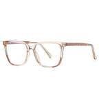 Colorblock Pyramid Stud Square Blue Light Blocking Glasses in Champagne & Rose