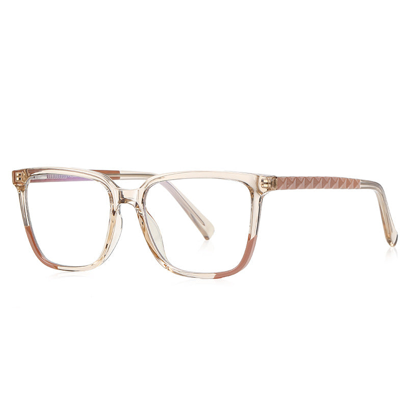 Colorblock Pyramid Stud Square Blue Light Blocking Glasses in Champagne & Rose