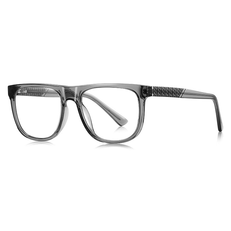 Herringbone Temple Square Blue Light Blocking Glasses in Glossy Black