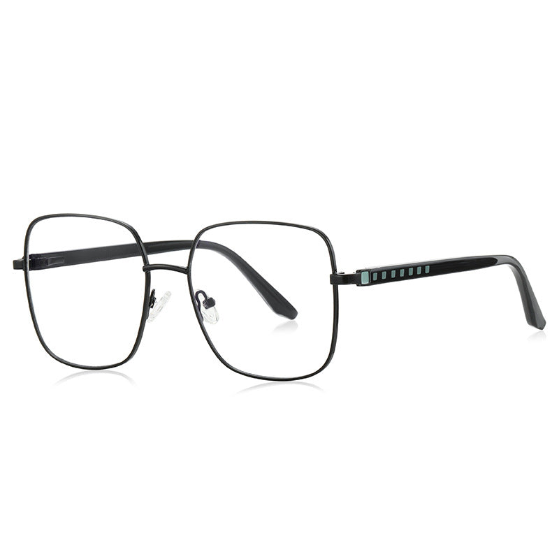 Ladder Temple Metal Square Blue Light Blocking Glasses in Matte Black