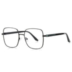 Ladder Temple Metal Square Blue Light Blocking Glasses in Matte Black