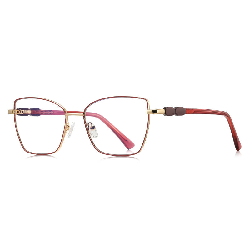Beaded Temple Butterfly Blue Light Blocking Glasses in Gold with Burgundy Red Enamel