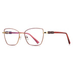 Beaded Temple Butterfly Blue Light Blocking Glasses in Gold with Burgundy Red Enamel