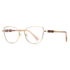Beaded Temple Square Blue Light Blocking Glasses in Gold with Champagne Enamel Rim