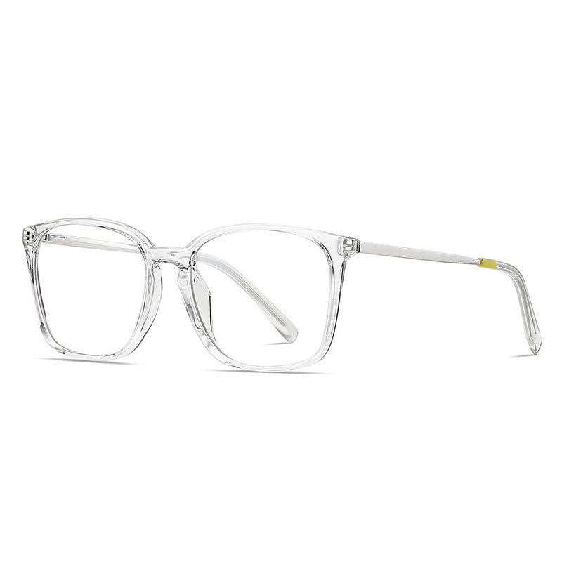Color Band Square Blue Light Blocking Glasses in Clear & Lime Yellow