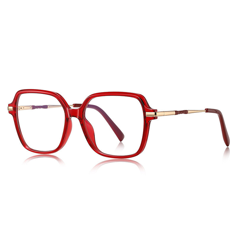 Geometric Square Blue Light Blocking Glasses in Translucent Red