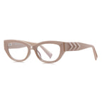 Chevron Temple Cat Eye Blue Light Blocking Glasses in Champagne Caramel Tan
