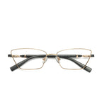 Contrast Sleeve Metal Cat Eye Blue Light Blocking Glasses in Gold with Black