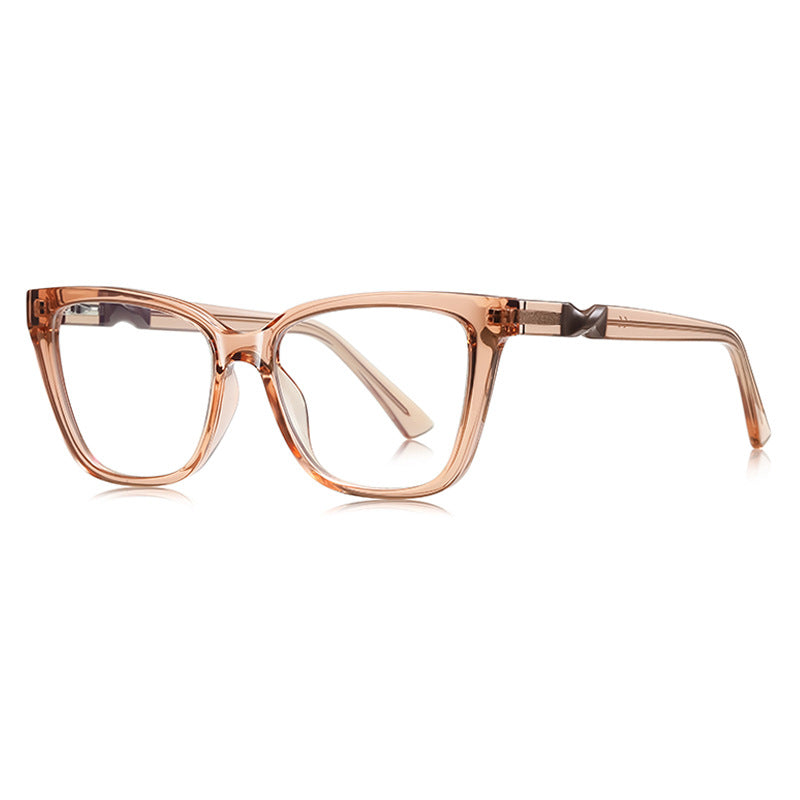 LENSVA Twisted Knot Cat Eye Blue Light Glasses in Champagne Amber