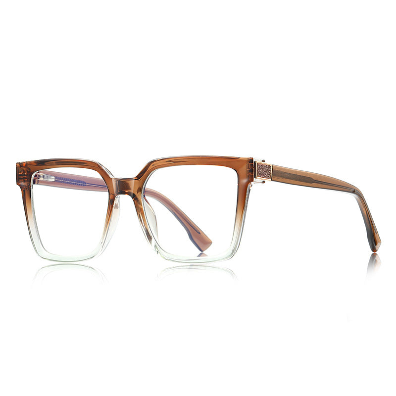 Pavé Hinge Square Blue Light Blocking Glasses in Cognac Amber Gradient