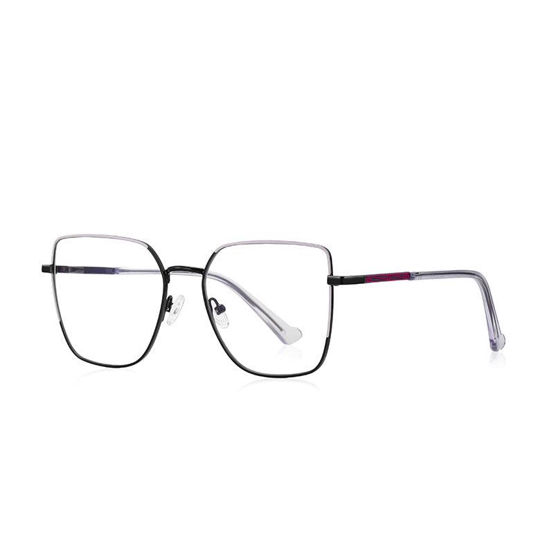 Linear Bar Square Spring Hinge Blue Light Blocking Glasses in Gunmetal Grey with Silver Bridge
