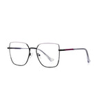 Linear Bar Square Spring Hinge Blue Light Blocking Glasses in Gunmetal Grey with Silver Bridge