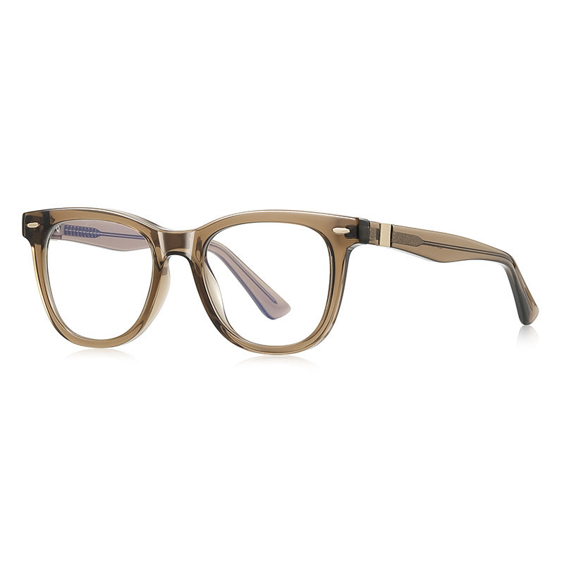 Metal Band Square Blue Light Blocking Glasses in Caramel Amber