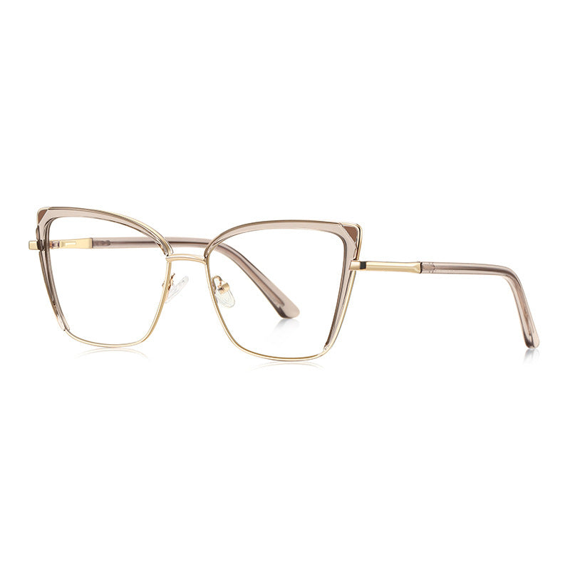 Triangle Accent Butterfly Blue Light Blocking Glasses in Champagne Nude & Gold