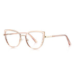 Metal Bridge Cat Eye Blue Light Blocking Glasses in Blush Pink
