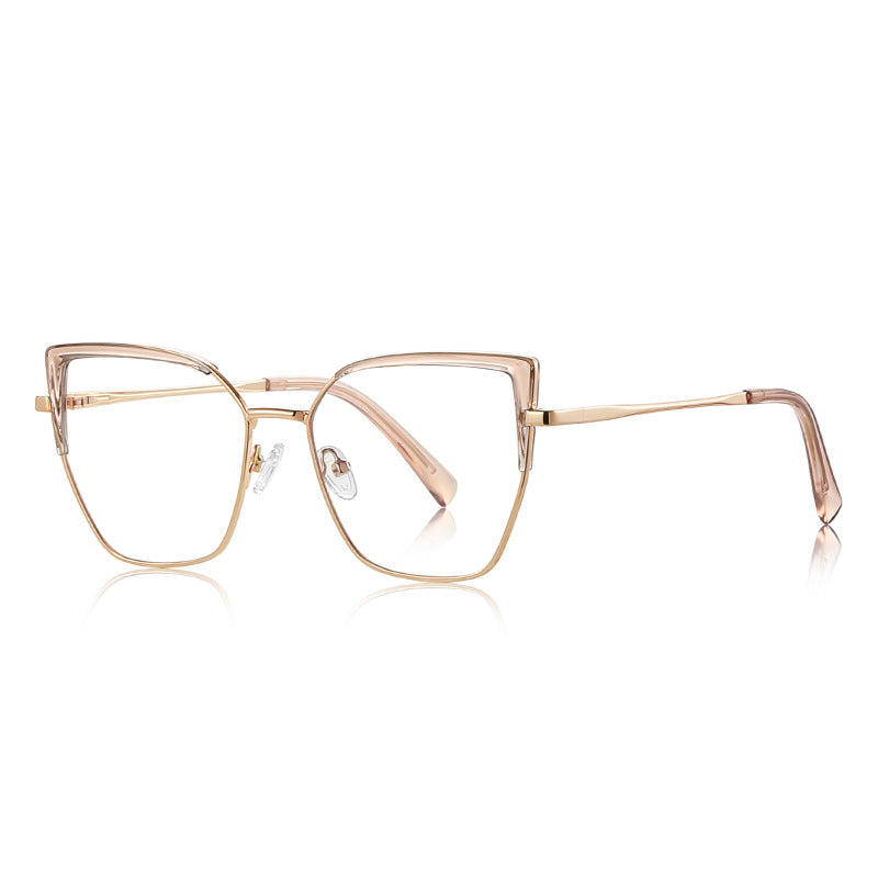 Wing Tip Metal Cat Eye Blue Light Blocking Glasses in Rose Gold & Blush Pink