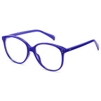 Dual Dot Rivet Round Blue Light Blocking Glasses in Cobalt Blue