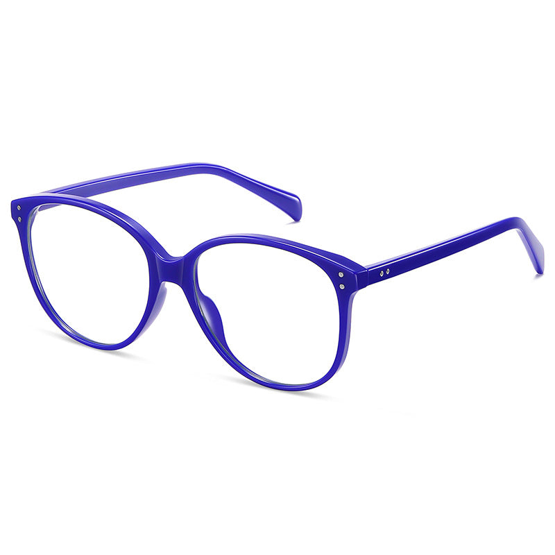Dual Dot Rivet Round Blue Light Blocking Glasses in Cobalt Blue
