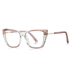Geometric Link Cat Eye Blue Light Blocking Glasses in Translucent Blush Pink