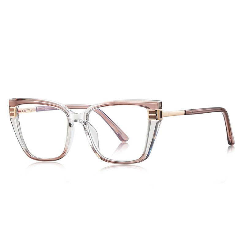 Geometric Link Cat Eye Blue Light Blocking Glasses in Translucent Blush Pink