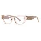 Chevron Quilted Cat Eye Blue Light Blocking Glasses in Translucent Beige Taupe