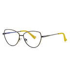 LENSVA Winged Wire Cat Eye Spring Hinge Glasses in Matte Black & Canary Yellow