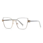 Diamond-Cut Hinge Butterfly Blue Light Blocking Glasses in Taupe Bronze with Gold Hardware