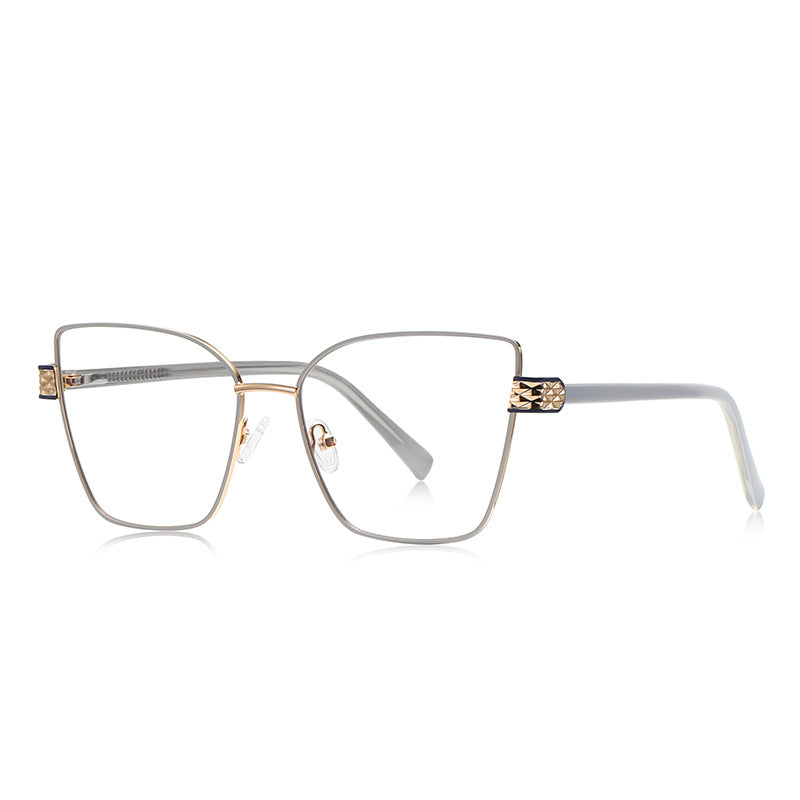Diamond-Cut Hinge Butterfly Blue Light Blocking Glasses in Taupe Bronze with Gold Hardware