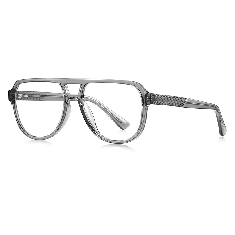 LENSVA Diamond Knurl Aviator Blue Light Glasses in Smoke Grey
