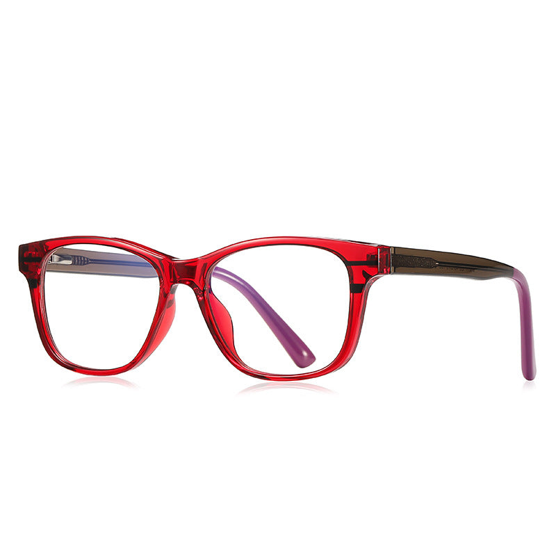 Racing Stripe Rectangle Blue Light Blocking Glasses in Red with Wine Stripe
