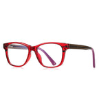 Racing Stripe Rectangle Blue Light Blocking Glasses in Red with Wine Stripe