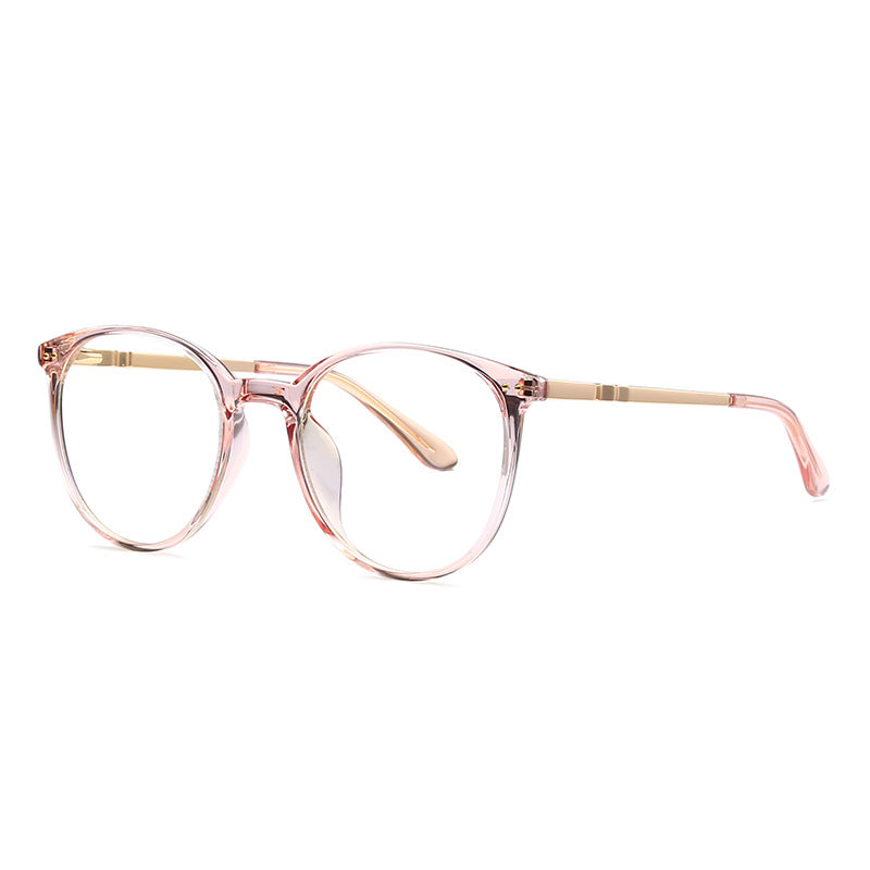 Vintage Keyhole Round Blue Light Blocking Glasses in Translucent Blush Pink
