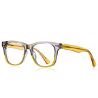 Crown Rivet Square Blue Light Blocking Glasses in Smoke Grey & Lime