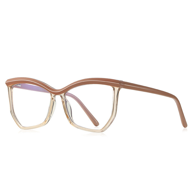 Arched Brow Butterfly Blue Light Blocking Glasses in Almond Nude & Clear