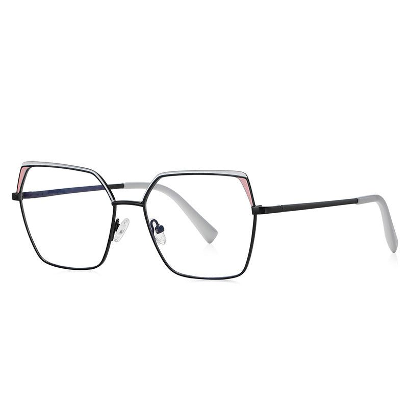Colorblock Brow Butterfly Blue Light Blocking Glasses in Matte Black & White/Pink