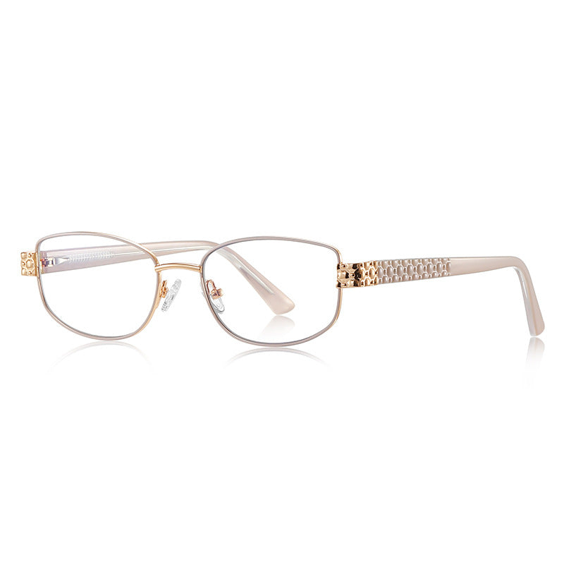 Vintage Metal Rectangle Blue Light Blocking Glasses in Rose Gold &amp; Champagne