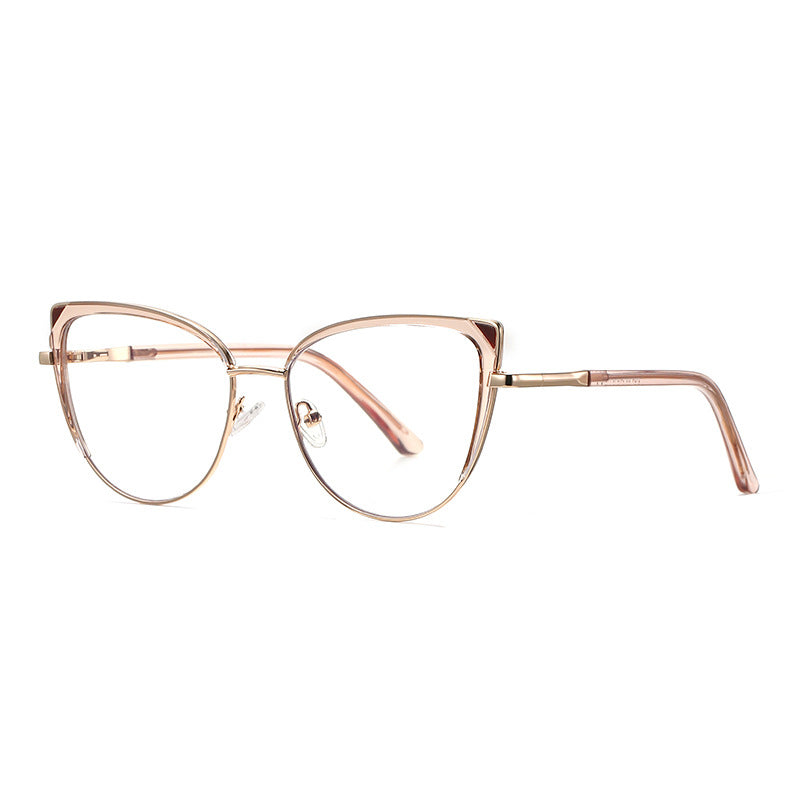 Colorblock Wingtip Cat Eye Blue Light Blocking Glasses in Blush Pink & Rose