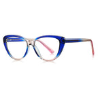 Feline Cat Eye Blue Light Blocking Glasses in Royal Blue to Clear Gradient Ombré