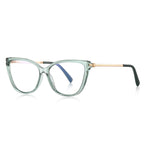 Gold Temple Butterfly Cat Eye Blue Light Blocking Glasses in Sage Green & Gold