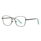 Braided Temple Metal Square Blue Light Blocking Glasses in Rose Gold with Pink Enamel Rim