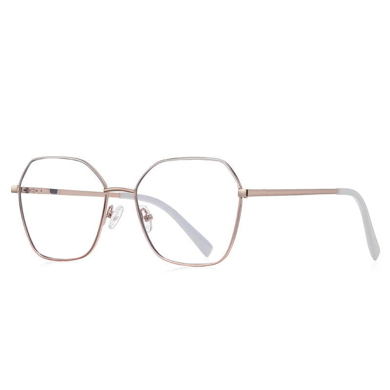 Enamel Rim Metal Butterfly Blue Light Blocking Glasses in Rose Gold with Pink Rim