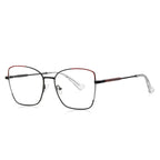 Colorblock Metal Butterfly Blue Light Blocking Glasses in Matte Black with Crimson Red Enamel
