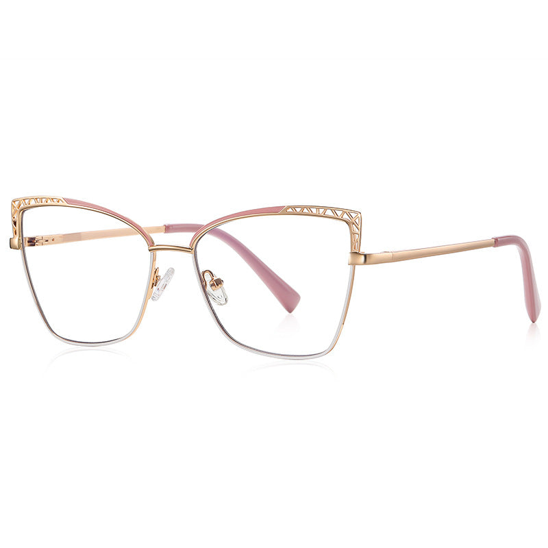Filigree Wing Butterfly Blue Light Blocking Glasses in Rose Gold with Blush Pink Brow