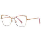 Filigree Wing Butterfly Blue Light Blocking Glasses in Rose Gold with Blush Pink Brow